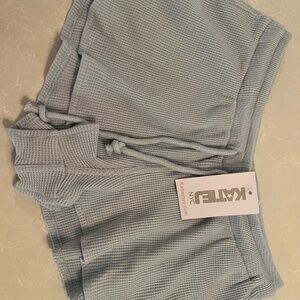 KatieJNYC Tween Brynn Waffle Lounge Shorts - Baby Blue/MD 10